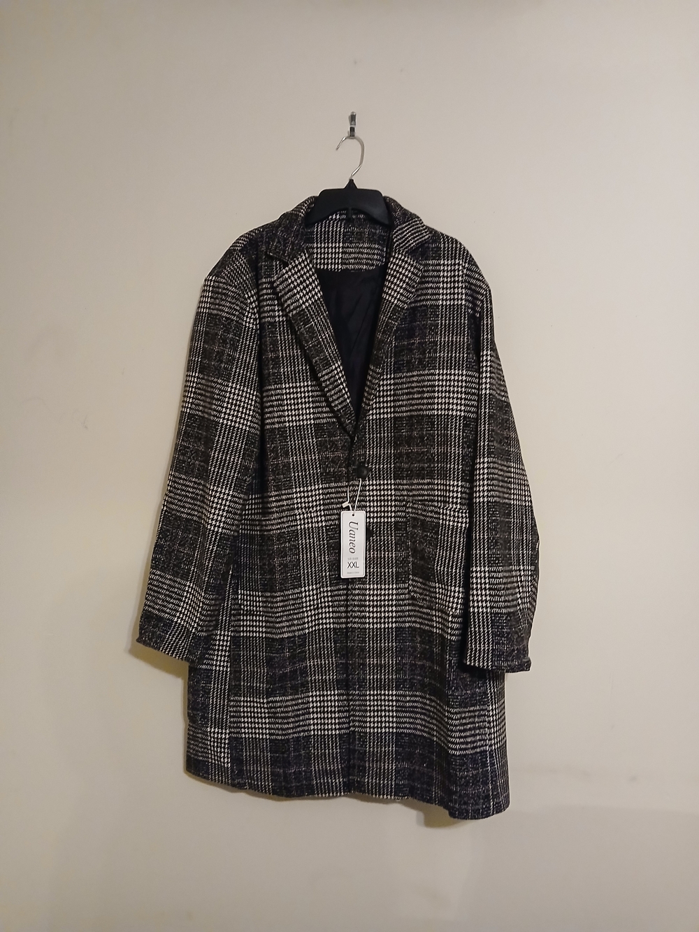 Black & White Plaid Pea Coat - Women